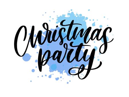 Christmas party poster template. Hand written letteringのイラスト素材