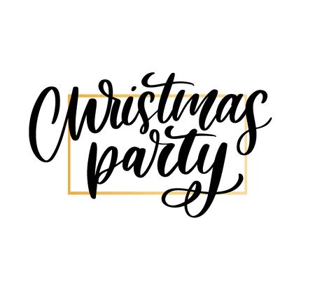 Christmas party poster template. Hand written letteringのイラスト素材