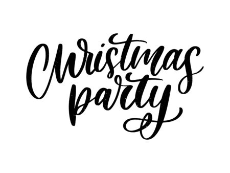 Christmas party poster template. Hand written letteringのイラスト素材