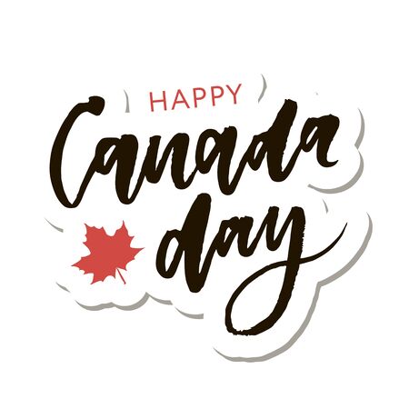 Canada Day Holiday Lettering Vector phrase Calligraphy Black Stickerのイラスト素材