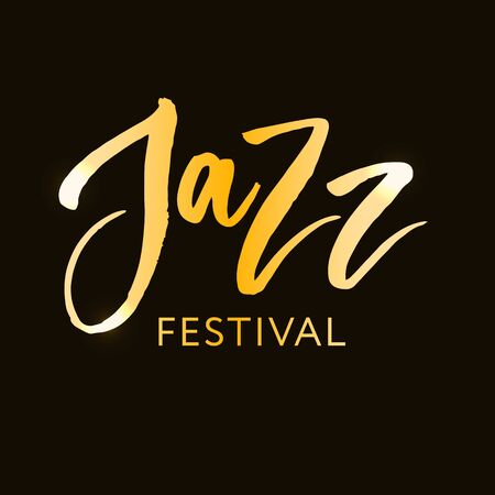 Jazz festival text lettering calligraphy black phrase goldのイラスト素材