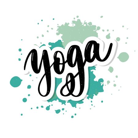 Yoga studio concept logo design. Elegant hand lettering for your design. Can be printed on greeting cards, paper and textile designs, etc.のイラスト素材