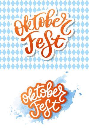 Oktoberfest handwritten lettering. Oktoberfest typography vector design for greeting cards and poster. Beer Festival vector banner. Design template celebration. Vectorのイラスト素材