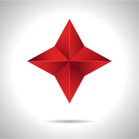 Gold red star vector illustration 3D art symbol iconのイラスト素材