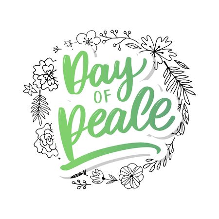 International Peace Day Hand written lettering Vector illustration.のイラスト素材