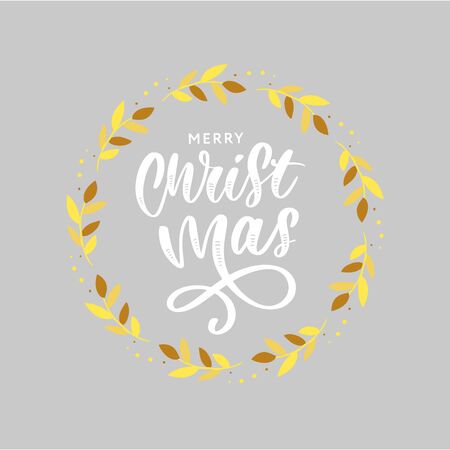 Christmas ornament wreath frame vector illustration set with red berries, green leaves, pine cone and cute Christmas ornamentsのイラスト素材