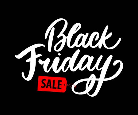 Black Friday Calligraphic Advertising Poster design vector template. Total Sale Discount Banner retro vintage style.のイラスト素材