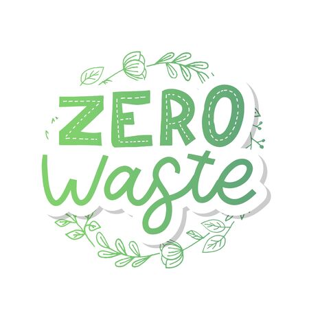Zero waste. Lettering Text Eco green illustration. Zero waste for concept design. Zero waste, eco friendly concept. Organic waste vector illustration.のイラスト素材
