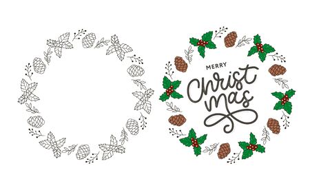 Merry Christmas gold glittering lettering design. Vector illustrationのイラスト素材