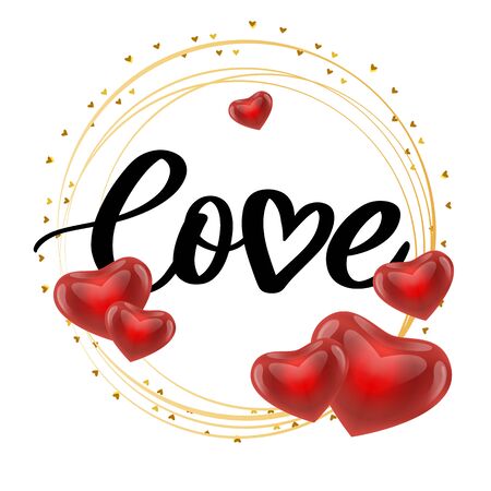 Vector elements for Valentine's day design elements. Typography poster, card, label, banner Loveのイラスト素材