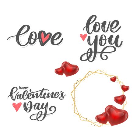 Vector elements for Valentine's day design elements. Typography poster, card, label, banner Loveのイラスト素材