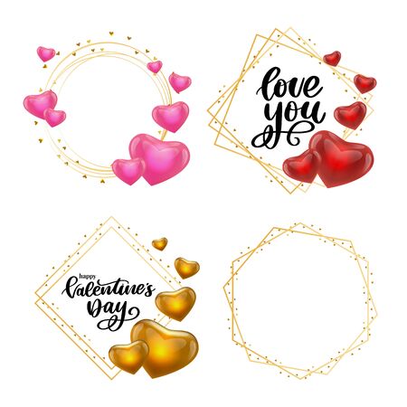 Vector elements for Valentine's day design elements. Typography poster, card, label, banner Loveのイラスト素材