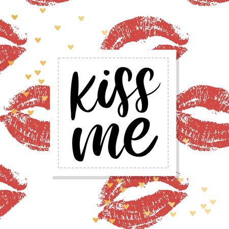 kiss me hand lettering scalable and editable vectorのイラスト素材