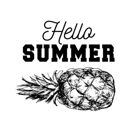 Pineapple black and white designのイラスト素材