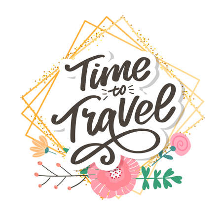Calligraphic Writing lettering Time to Travel vector illustrationのイラスト素材