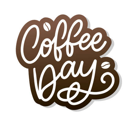 International Coffee Day lettering with coffee beans. Vector illustrationのイラスト素材