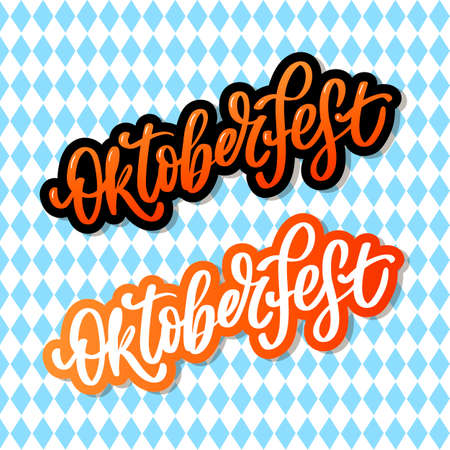 Oktoberfest celebration background. Happy Oktoberfest in German Lettering typography. Beer festival decoration badge icon.のイラスト素材
