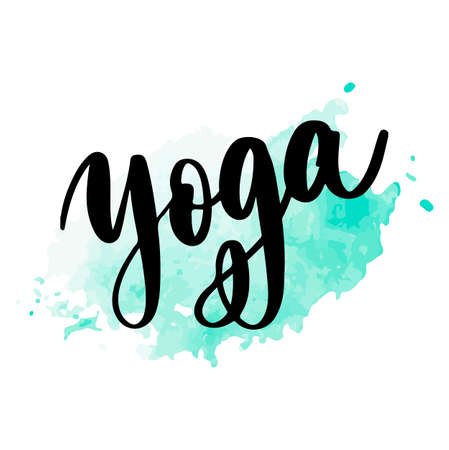 Yoga studio concept logo design. Elegant hand lettering for your design. Can be printed on greeting cards, paper and textile designs, etc.のイラスト素材