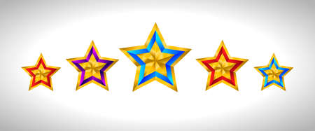 Set of simple gold colorful stars, New year Christmas