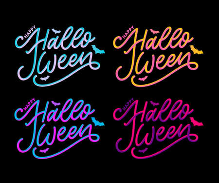 Happy Halloween Text Banner, Vector lettering calligraphy 3dのイラスト素材
