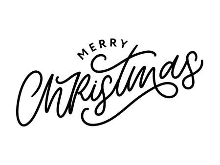 Merry christmas 2021 Beautiful greeting card poster with calligraphy black text word. Hand drawn design elements. Handwritten modern brush lettering white background isolated vectorのイラスト素材