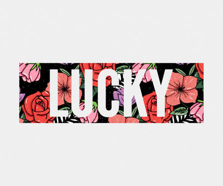 Embroidery for Fashion with Slogan. Hand drawing. T-shirt Print