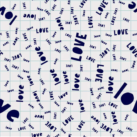 Typographic style seamless repeat pattern. Brush lettered text in gold glitter, black and white. Valentine s Day greeting card template, poster, wrappingのイラスト素材