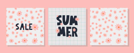 summer sale banner with flowers letter vectorのイラスト素材