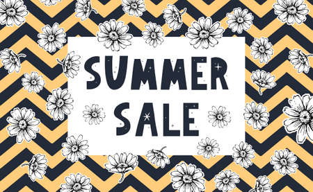 summer sale banner with flowers letter vectorのイラスト素材