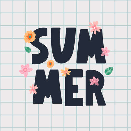 summer sale banner with flowers letter vector