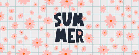 summer sale banner with flowers letter vector