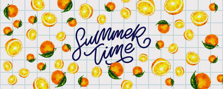 summer sale banner with fruits orange letter vectorの写真素材