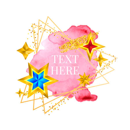 Gold frame paint Hand painted vector brush stroke. Perfect design for headline, logo and sale banner. Watercolorのイラスト素材