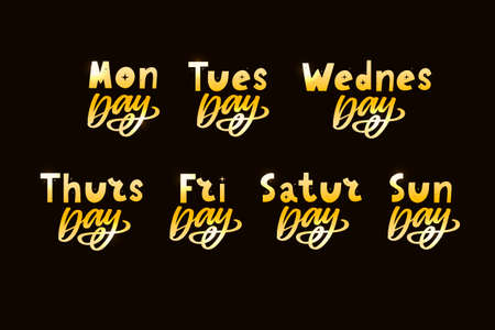 Names of days of the week, vintage grunge typographic, uneven stamp style lettering for your...