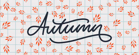 Autumn illustration, banner, vector, fall, lettering, cardのイラスト素材