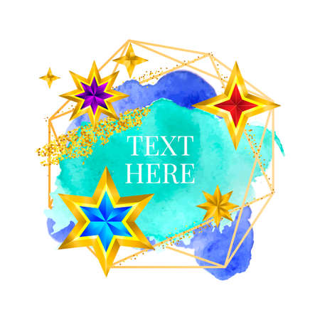 Gold frame paint Hand painted vector brush stroke. Perfect design for headline, sale banner. Watercolorのイラスト素材