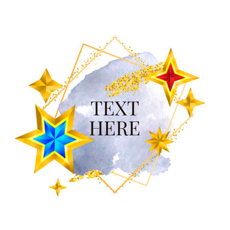 Gold frame paint Hand painted vector brush stroke. Perfect design for headline,  and sale banner. Watercolorのイラスト素材