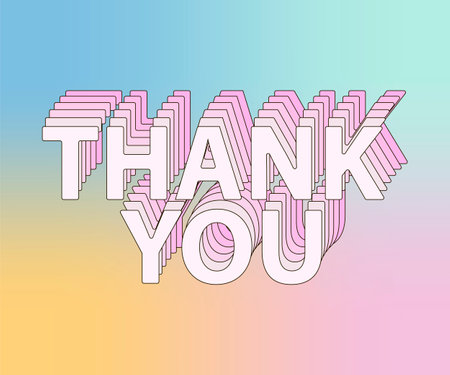 Thank You letter inscription on paper sticker, vector illustrationのイラスト素材