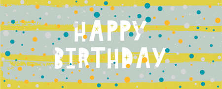Happy Birthday lettering text banner, black color. Vector illustration.のイラスト素材
