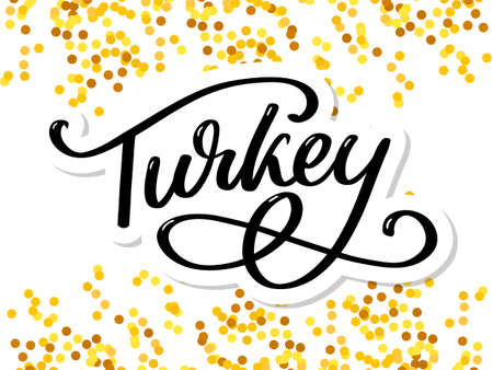 Turkey Lettering. Handwritten name of the country. Vector design template.のイラスト素材