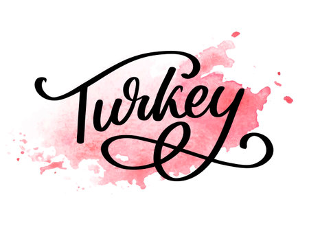 Turkey Lettering. Handwritten name of the country. Vector design template.のイラスト素材
