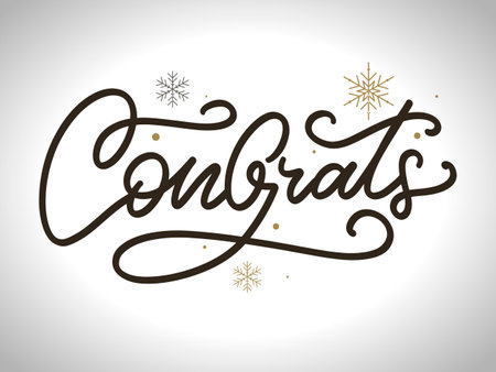 Congrats lettering. Handwritten modern calligraphy, brush painted letters. Inspirational text, vector illustration. Template for banner, poster, flyer, greeting card, web design or photo overlayのイラスト素材