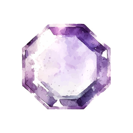 Vector pink purple diamond crystal. Watercolor illustration.のイラスト素材