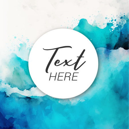 Frame Realistic sea blue watercolor texture on white background - Vector illustrationのイラスト素材
