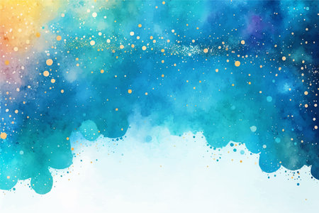 Hand painted watercolor sky and clouds, abstract watercolor background, vector illustrationのイラスト素材