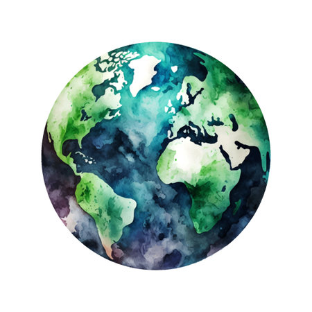 Artistic vector illustration of Earth globe isolated on white background. Watercolor styleのイラスト素材