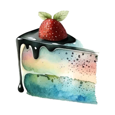 vector watercolor cake, piece of cake. It can be used for card, postcard, cover, invitation, wedding card, mothers day card, birthday card, menu, recipe.のイラスト素材