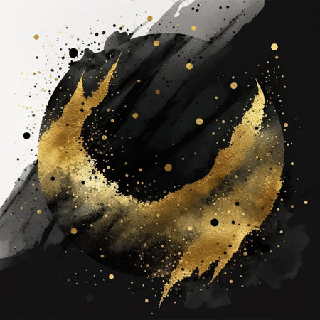 Luxury paper cut background, Abstract decoration, golden pattern, halftone gradients, 3d Vector illustration. Black, gold wavesのイラスト素材
