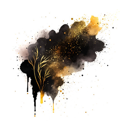 Luxury paper cut background, Abstract decoration, golden pattern, halftone gradients, 3d Vector illustration. Black, gold wavesのイラスト素材