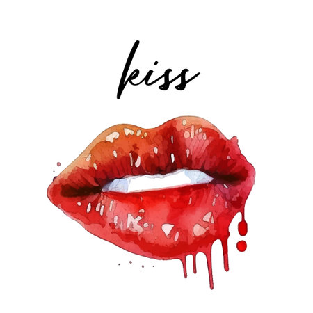 Sexy lips print graphic Sexy lips vector colorful watercolor glamour fashion beauty women. Red female lips. Fashion Womanのイラスト素材